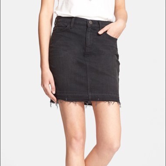 Current/Elliott Dresses & Skirts - Current/Elliot Black Denim Mini Skirt with Raw Hem